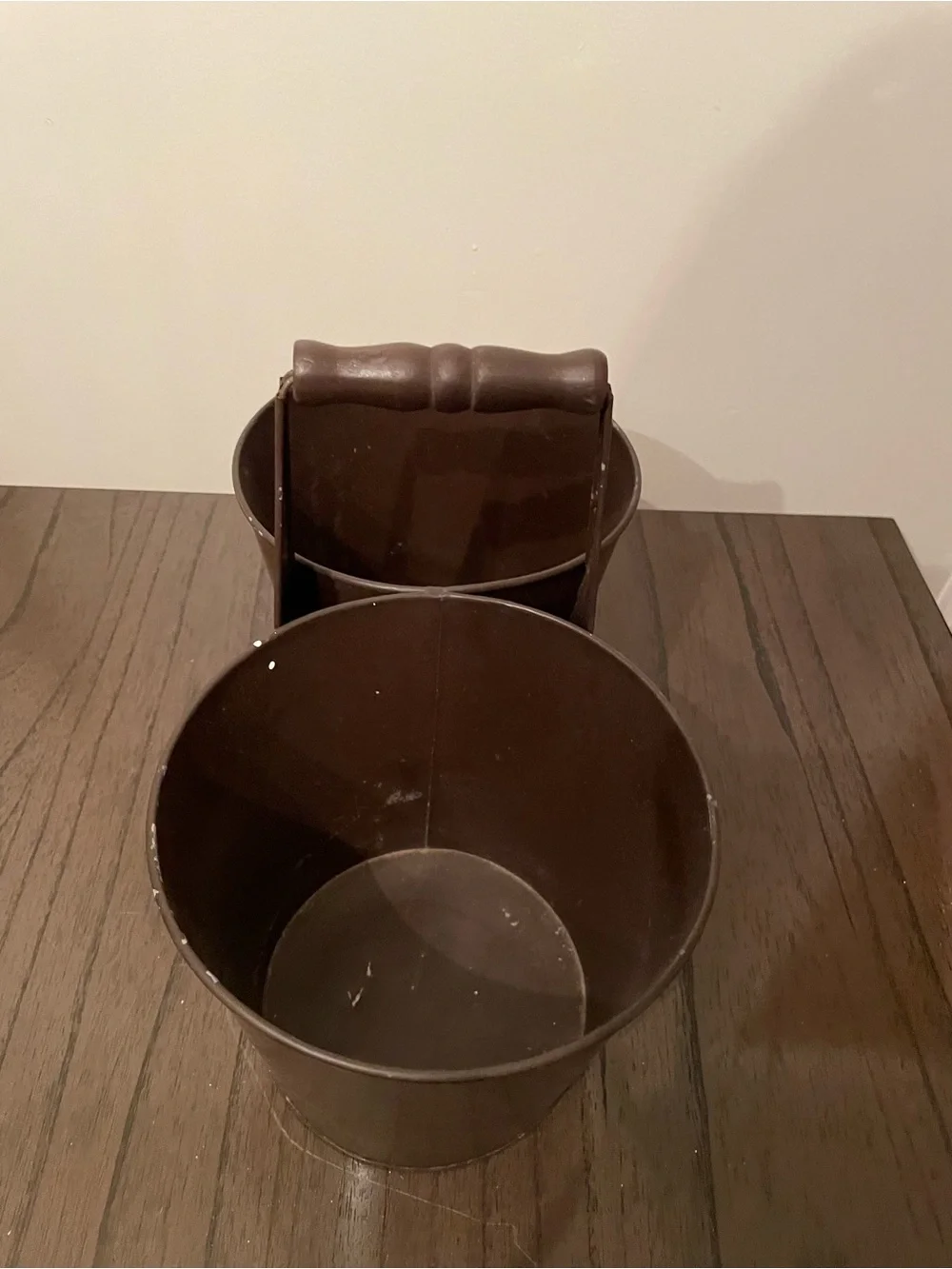 Brown Metal Double-Handled Bucket Caddy - Rustic Home Accent