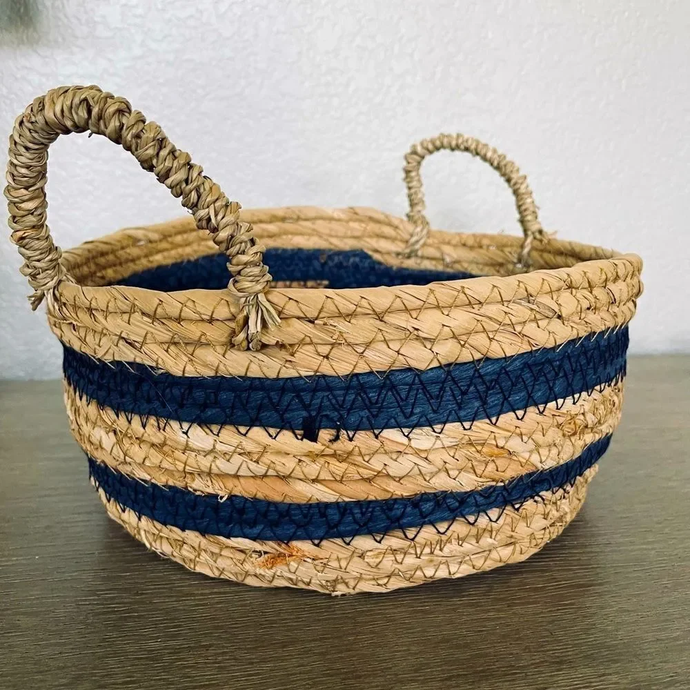 Woven Coastal Farmhouse Basket Organizer