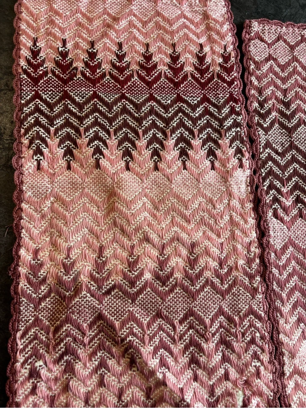 Vintage granny cor Handwoven Pink Chevron Table Runners/mats- Set of 4, 2 sizes