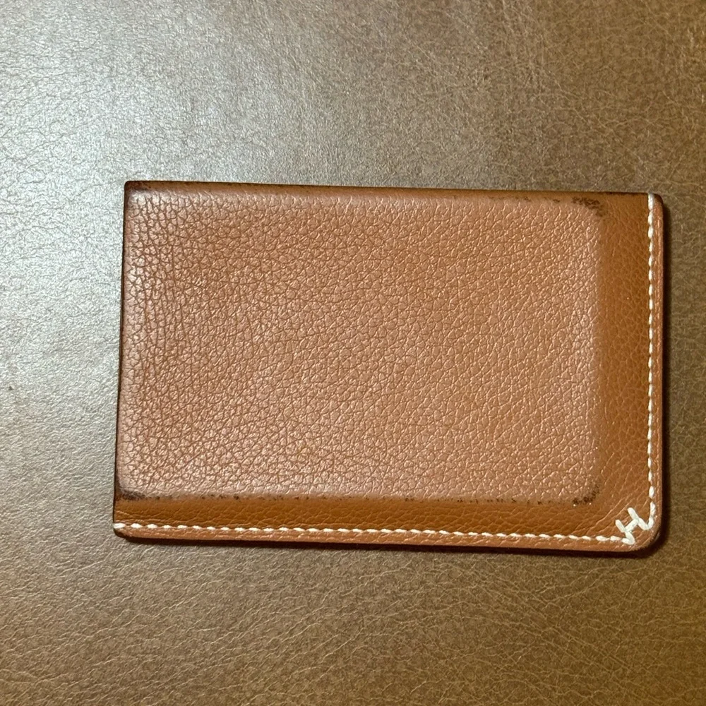 Hermes H Sellier Card Holder Gold Evercolor Calfskin 2024 W Stamp Unisex $700