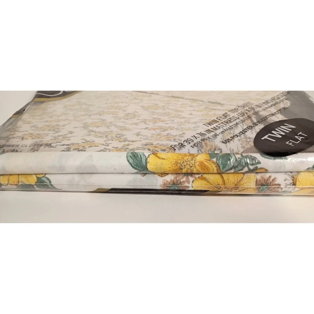 NOS Vintage Cannon Monticello Flower‎ Clusters Floral Twin Flat Top Sheet 66X96