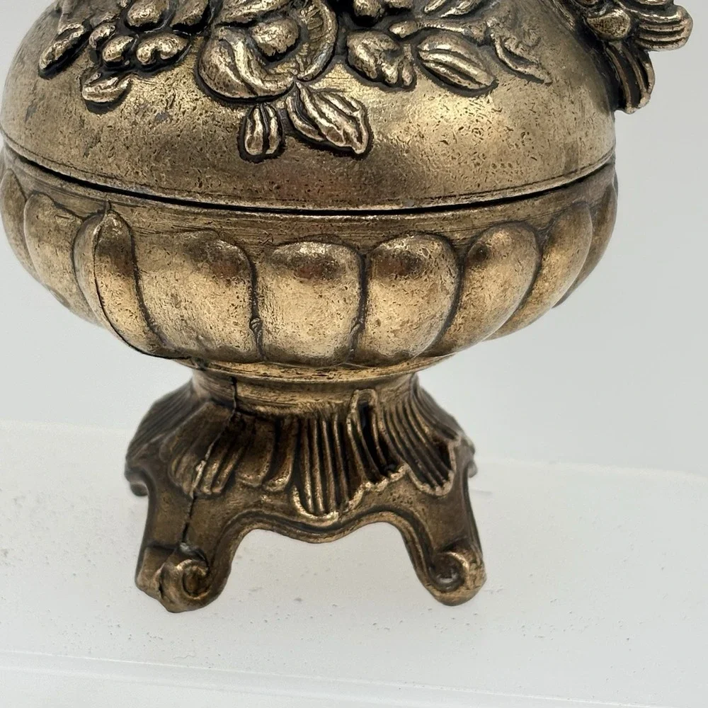 Vintage Solid Brass Ornate  Floral Vase Pitcher Made in Italy 7