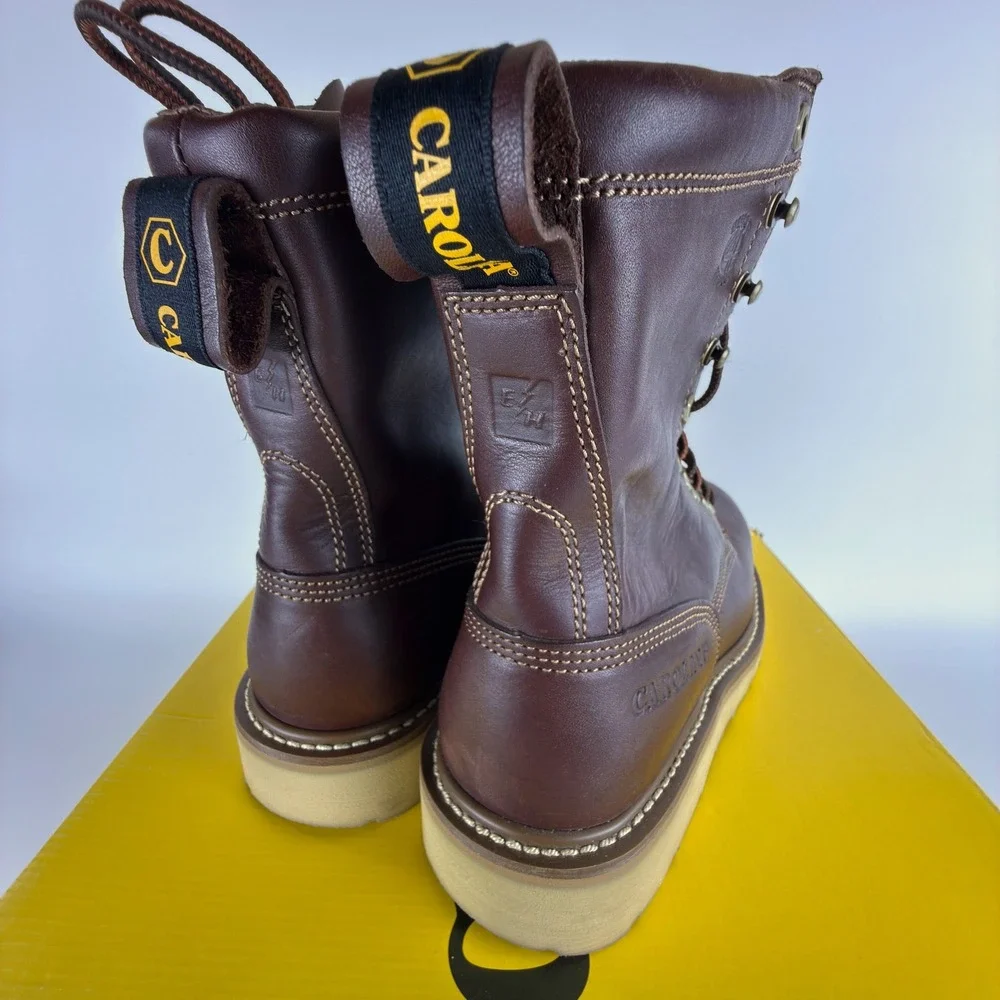 Carolina CA8549 Mens 8 D Brown Leather Soft Toe Steel Shank Work Boots‎ NIB