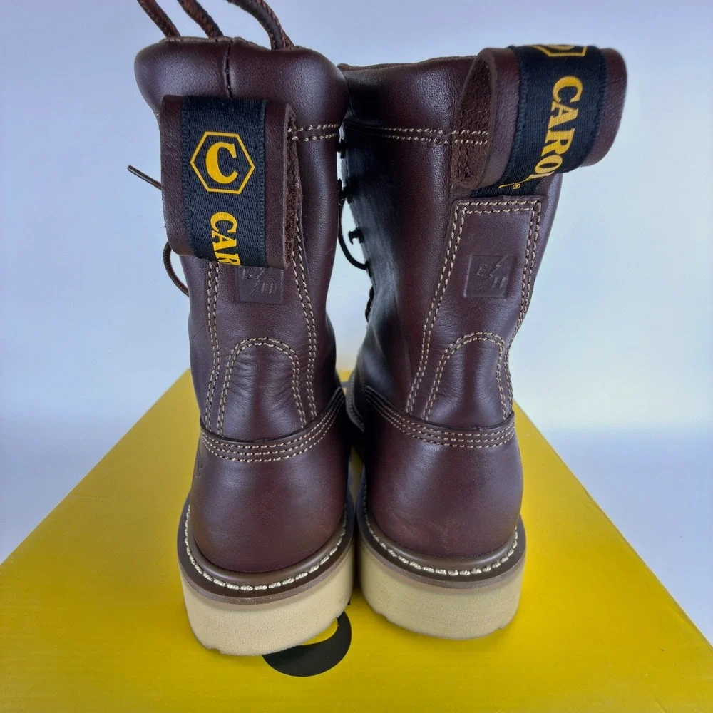 Carolina CA8549 Mens 8 D Brown Leather Soft Toe Steel Shank Work Boots‎ NIB