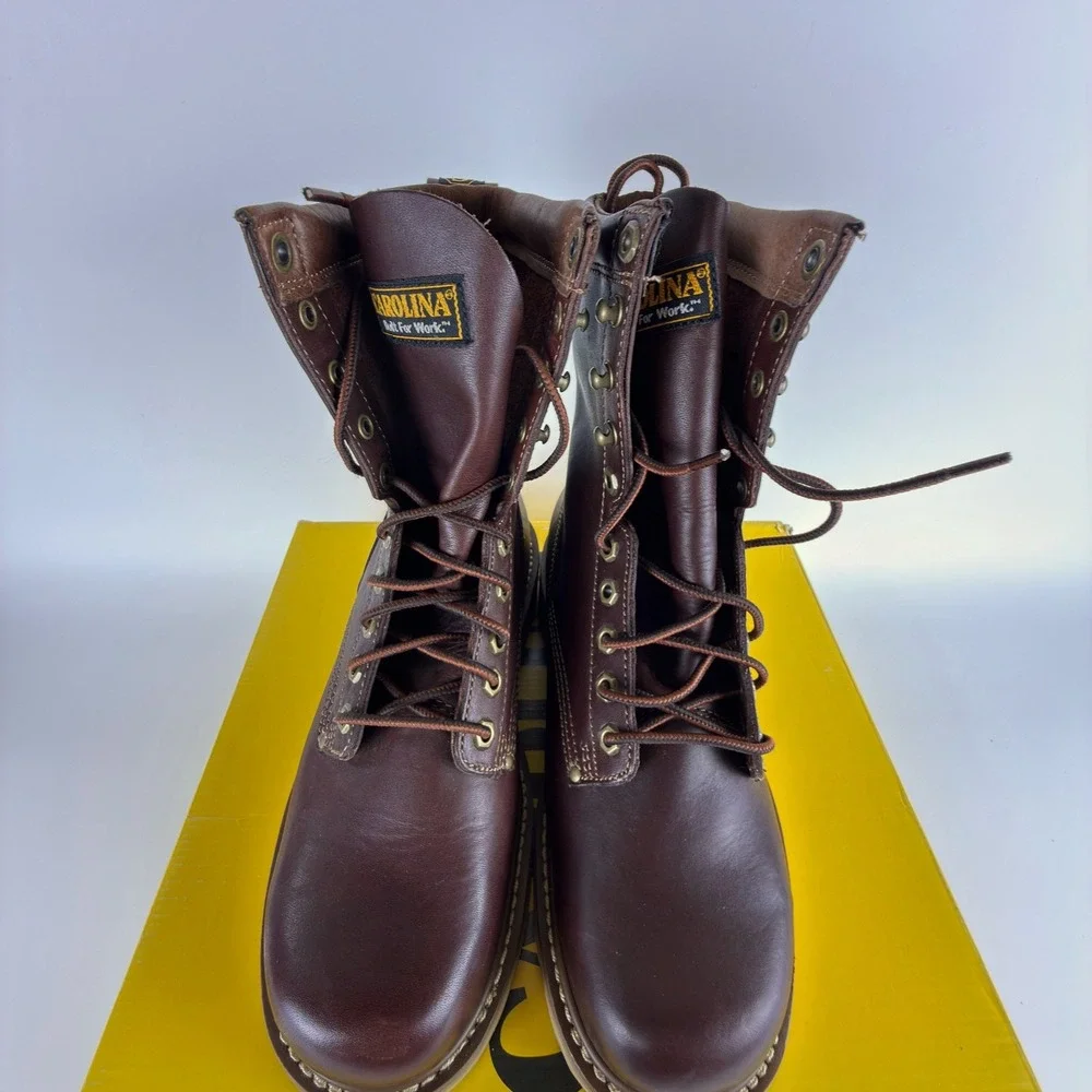 Carolina CA8549 Mens 8 D Brown Leather Soft Toe Steel Shank Work Boots‎ NIB