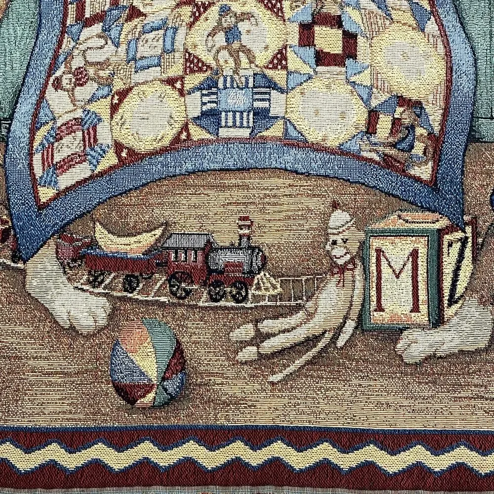 VTG Monkey Business Tapestry Bananas‎ Debbie Mumm Quilt Woven Nursery Decor Kids