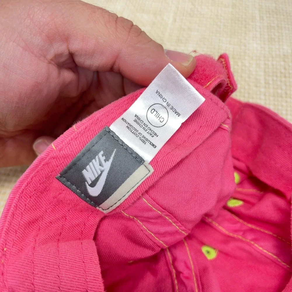 Vintage Nike Hat Cap Strap Back Youth Kids‎ Boys Girls 90s Y2K Pink Neon Yellow