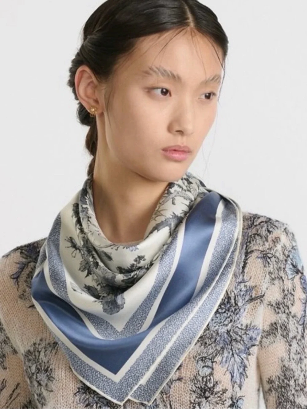 NIB Women’s Dior Chardon 90 100% Silk Pietro Ruffin Floral Square Scarf