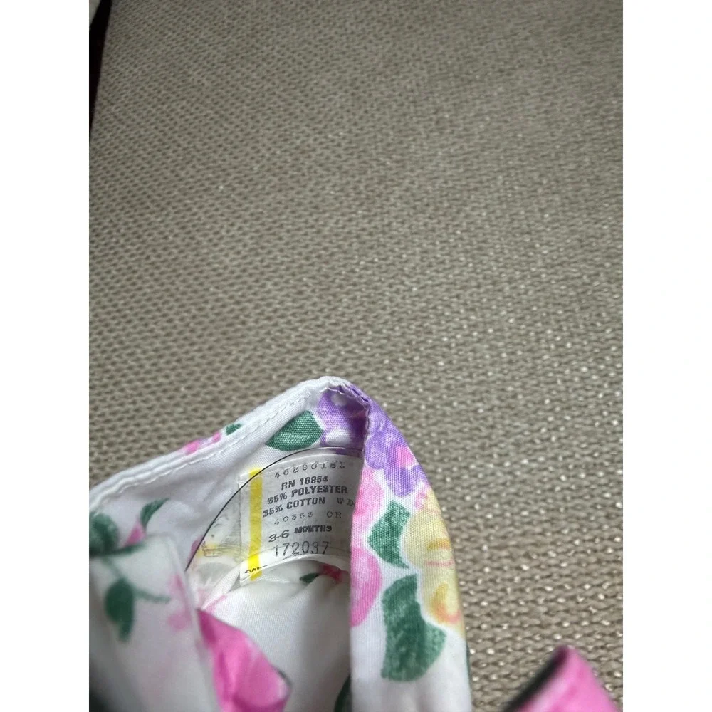 Vintage Floral Baby Booties Pink Cottagecore Bow Crib Shoes 3-6 Months infant