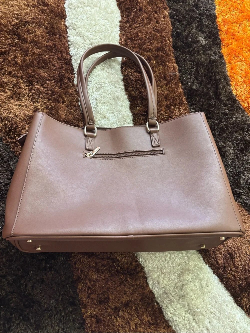Brown Faux Leather Tote