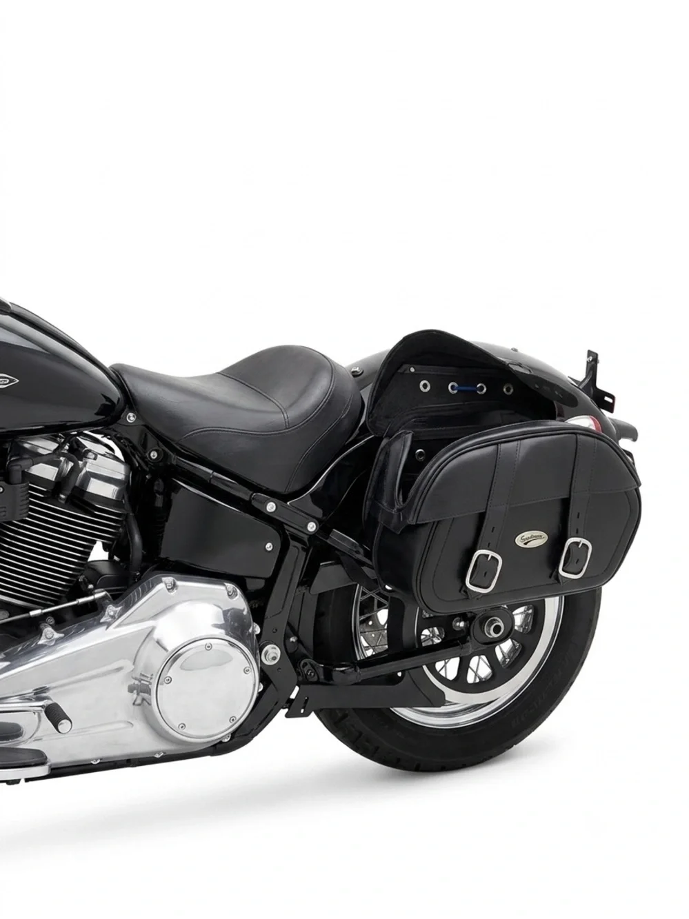 Saddlemen Large Drifter Slant Plain Black Leather Motorcycle Saddlebags