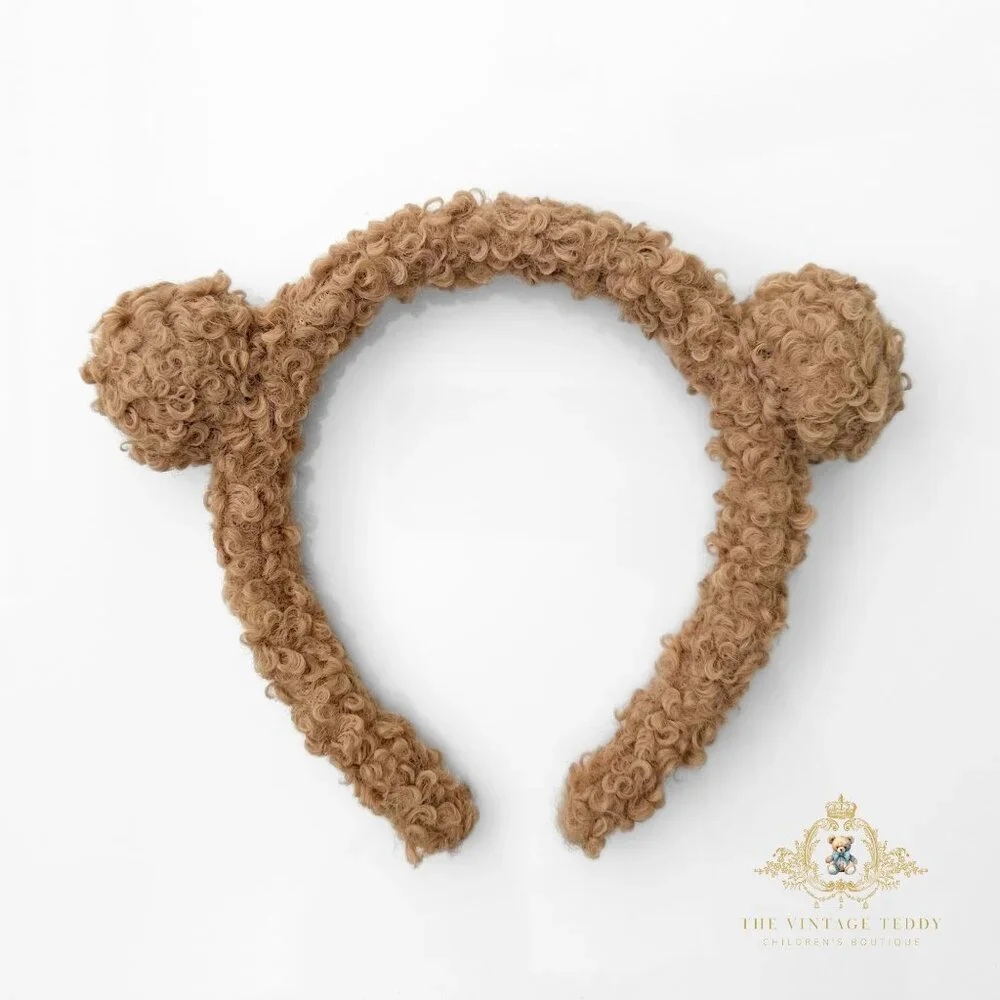 NWT Cute Girls Plush Teddy Bear Headband Kids Accessories Teddy Hair Band Brown