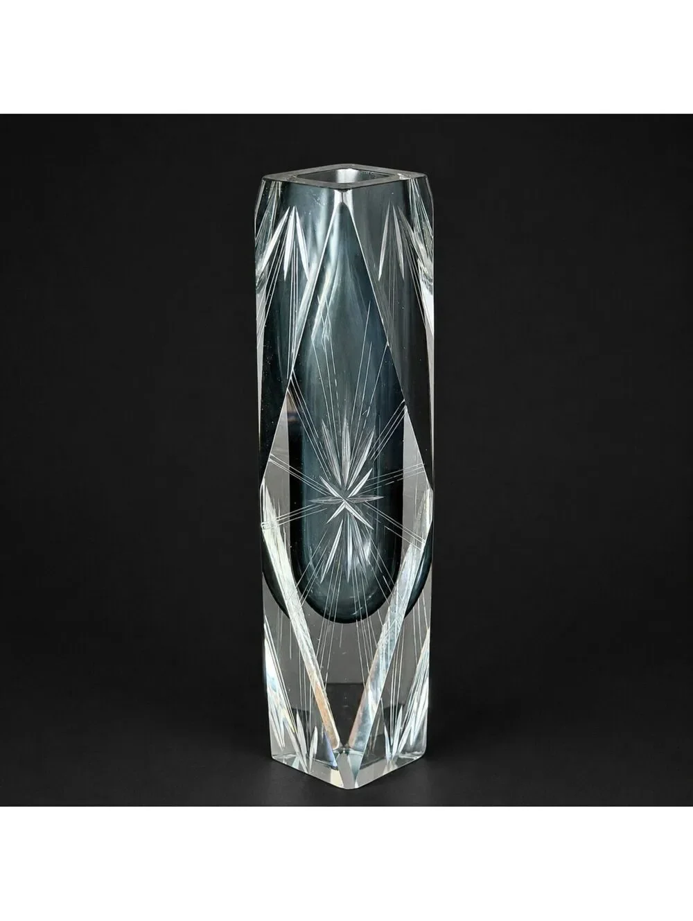 Vtg Original Murano Sommerso Art Glass Vase -  made in Italy - 10