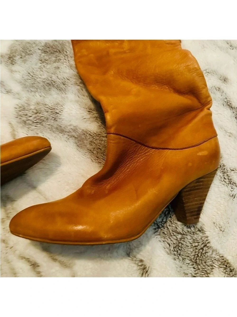 Free People Tan leather vintage over the knee boots size 37