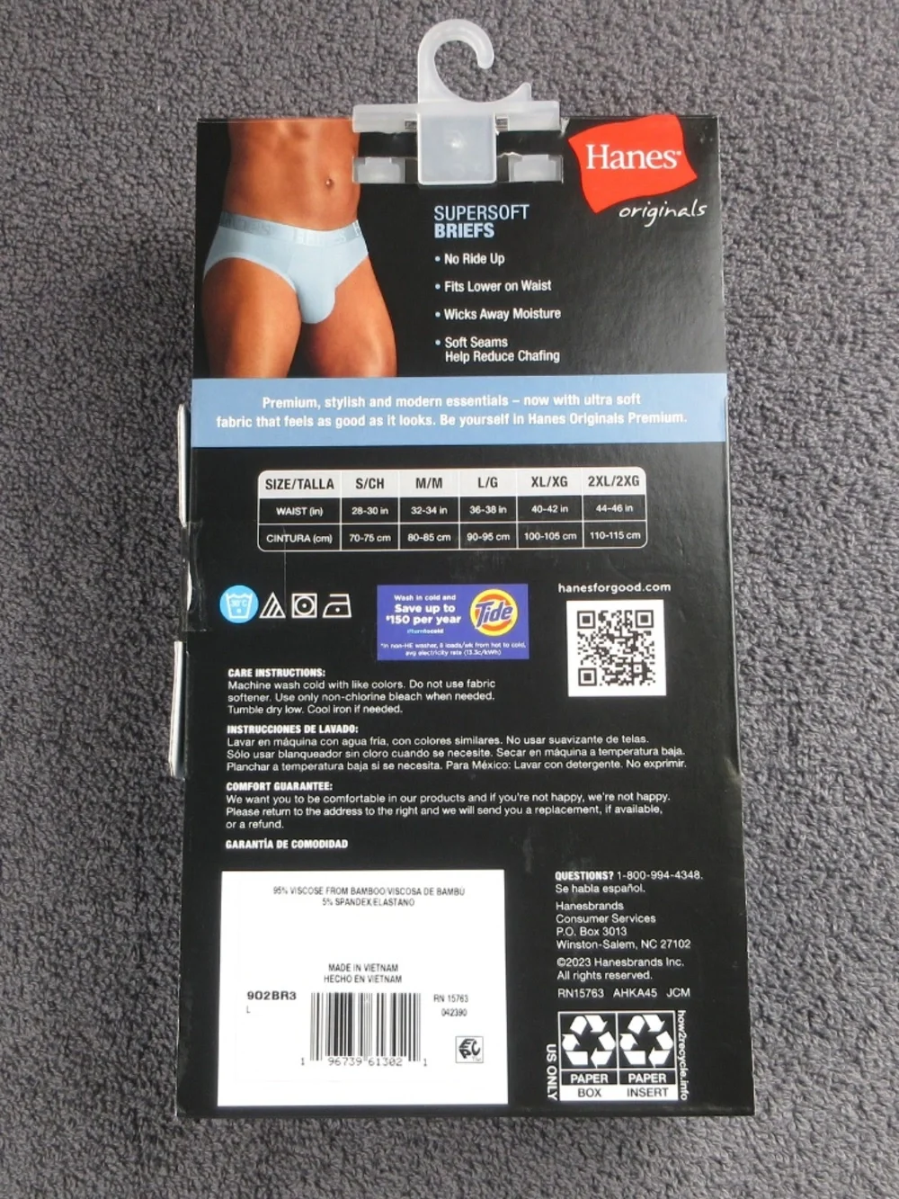 Men's Hanes Originals supersoft briefs - low rise, no fly