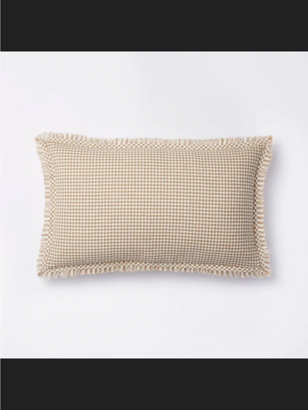 Oblong Gingham with Hemstitch and Raw Edge Decorative Throw Pillow from Threshol