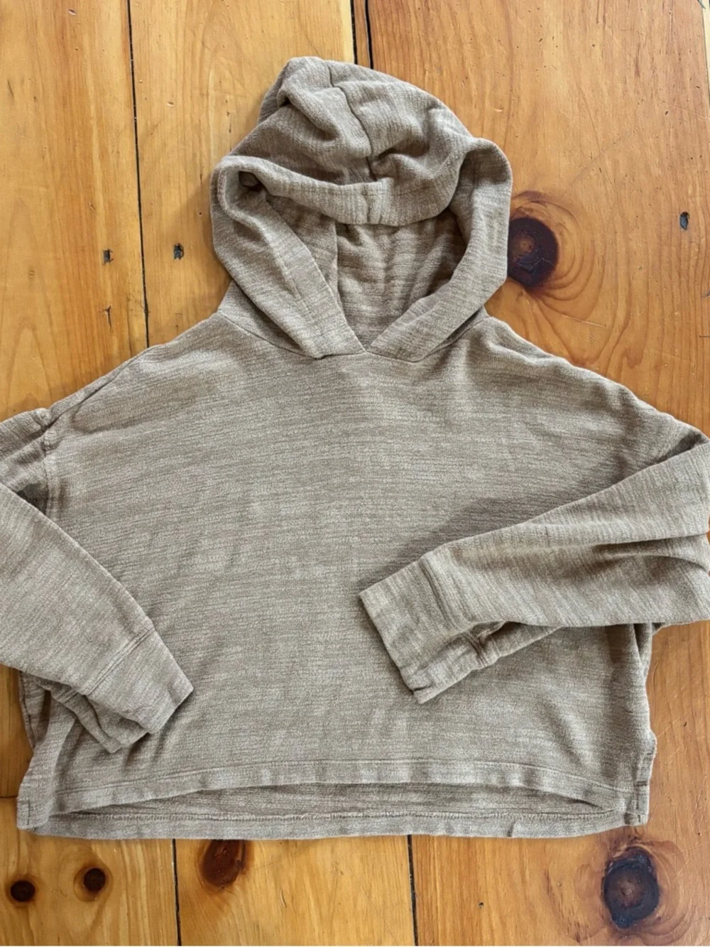 Old Navy Cropped Hoodie Tan Lightweight Size M 8