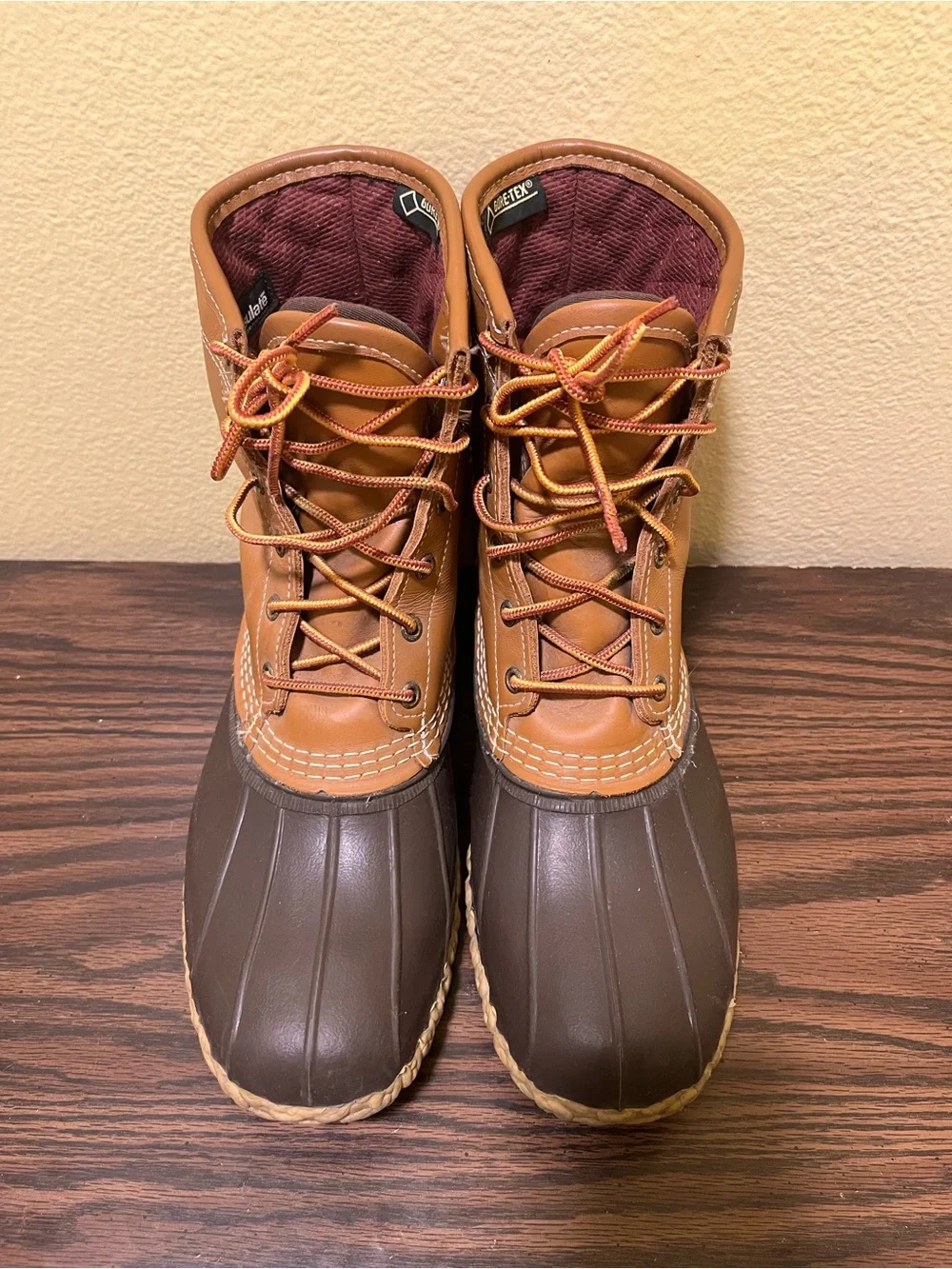 L.L.Bean Men's 8” Duck Boots Gore-Tex/Thinsulate Brown/Tan Leather SIZE 9 D