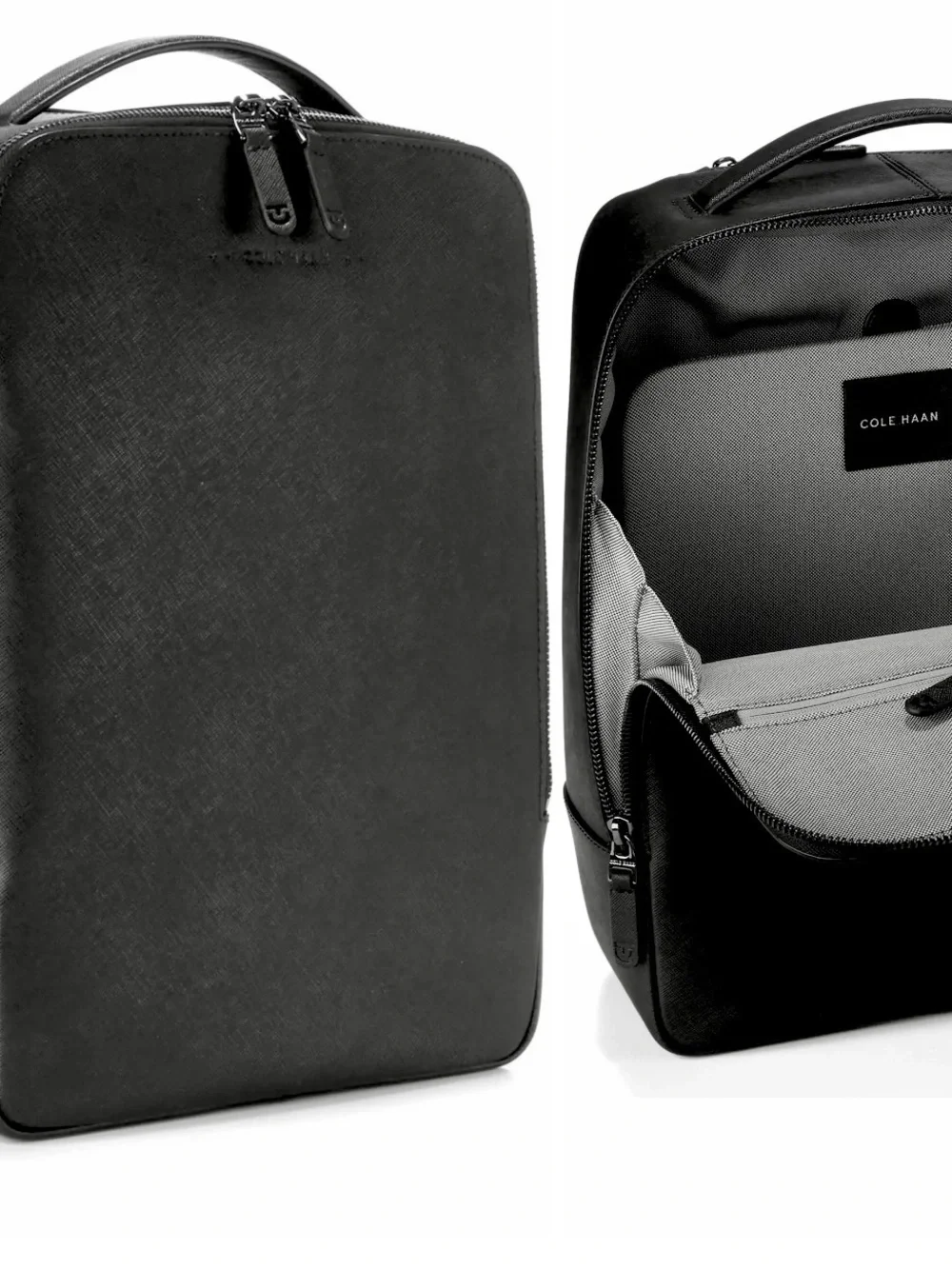 Cole Haan Sloane Black Men's Saffiano Leather BackPack NWT, holds 14” laptop