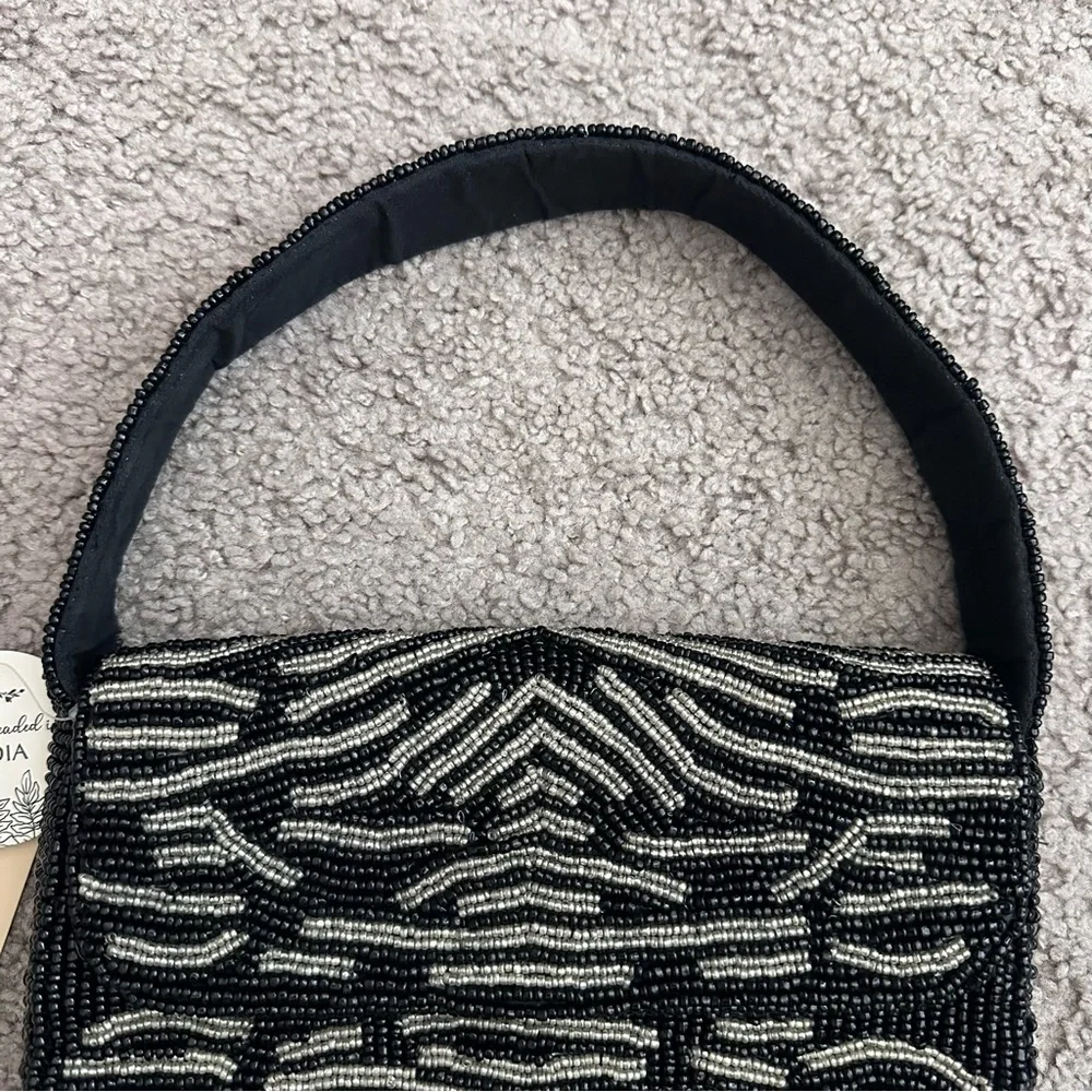 Studio 12 Beaded Black Silver Handbag Womens