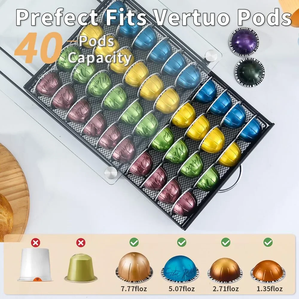 Nespresso vertuo Capsule/Pod Organizer Drawer - Black New In Box