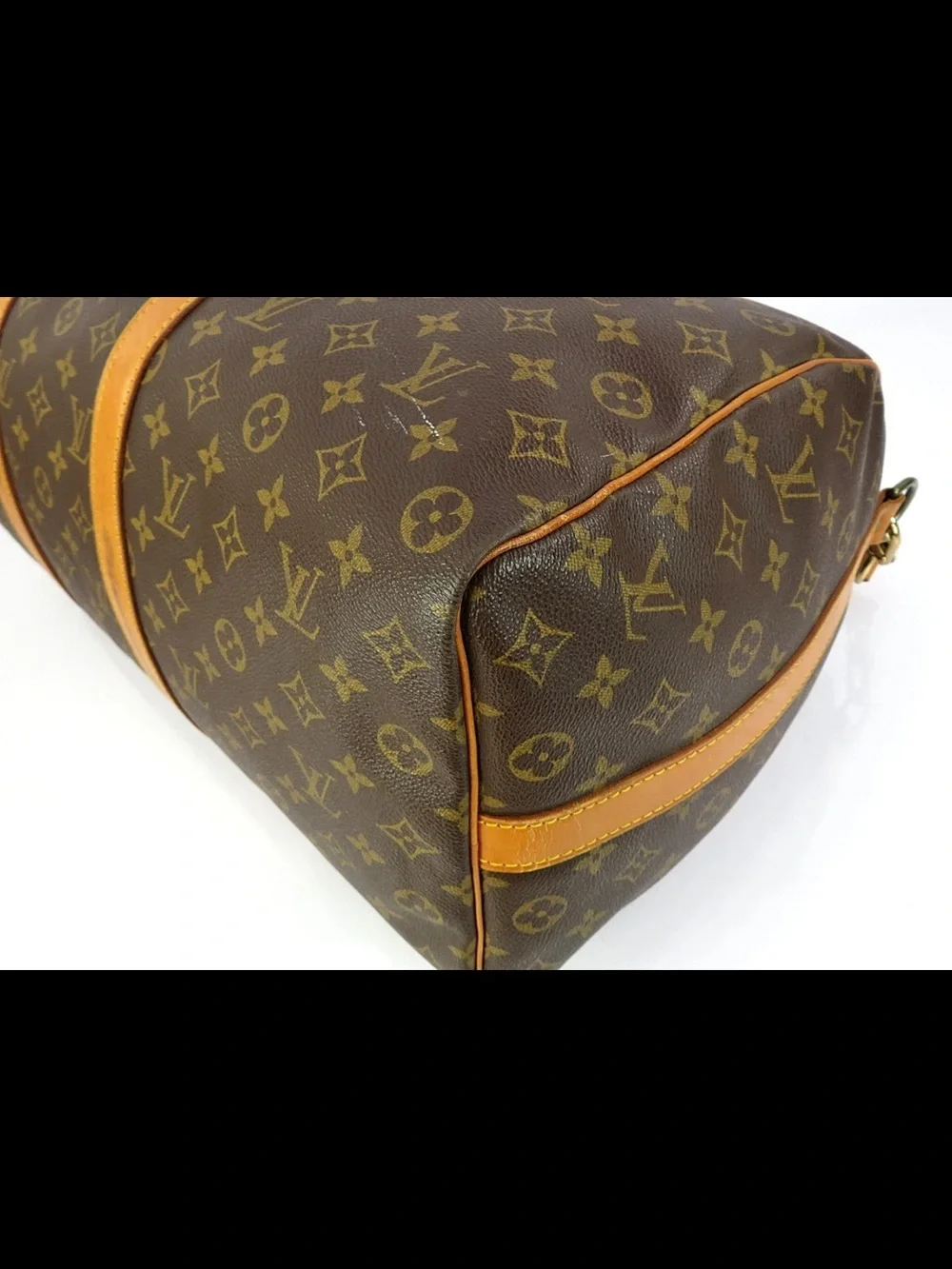 Louis Vuitton Brown Monogram Duffel with Tan Leather Trim