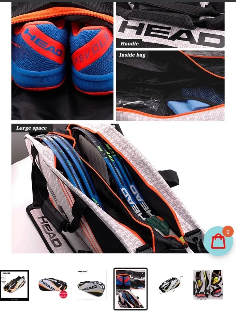 Head Men’s Duffel Bag in White, Black and Orange