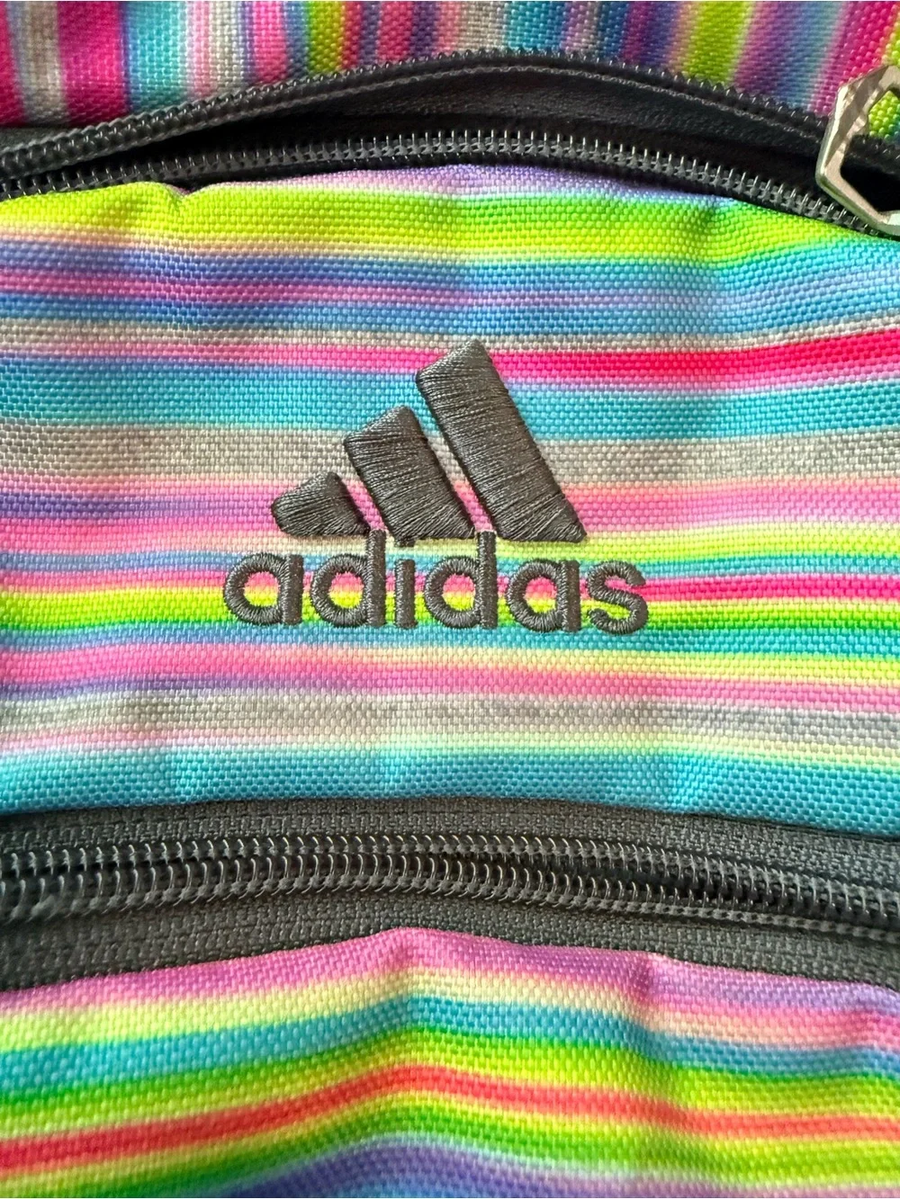 Adidas Multicolor Striped Backpack Gray Bookbag School Travel Laptop Gym 22”