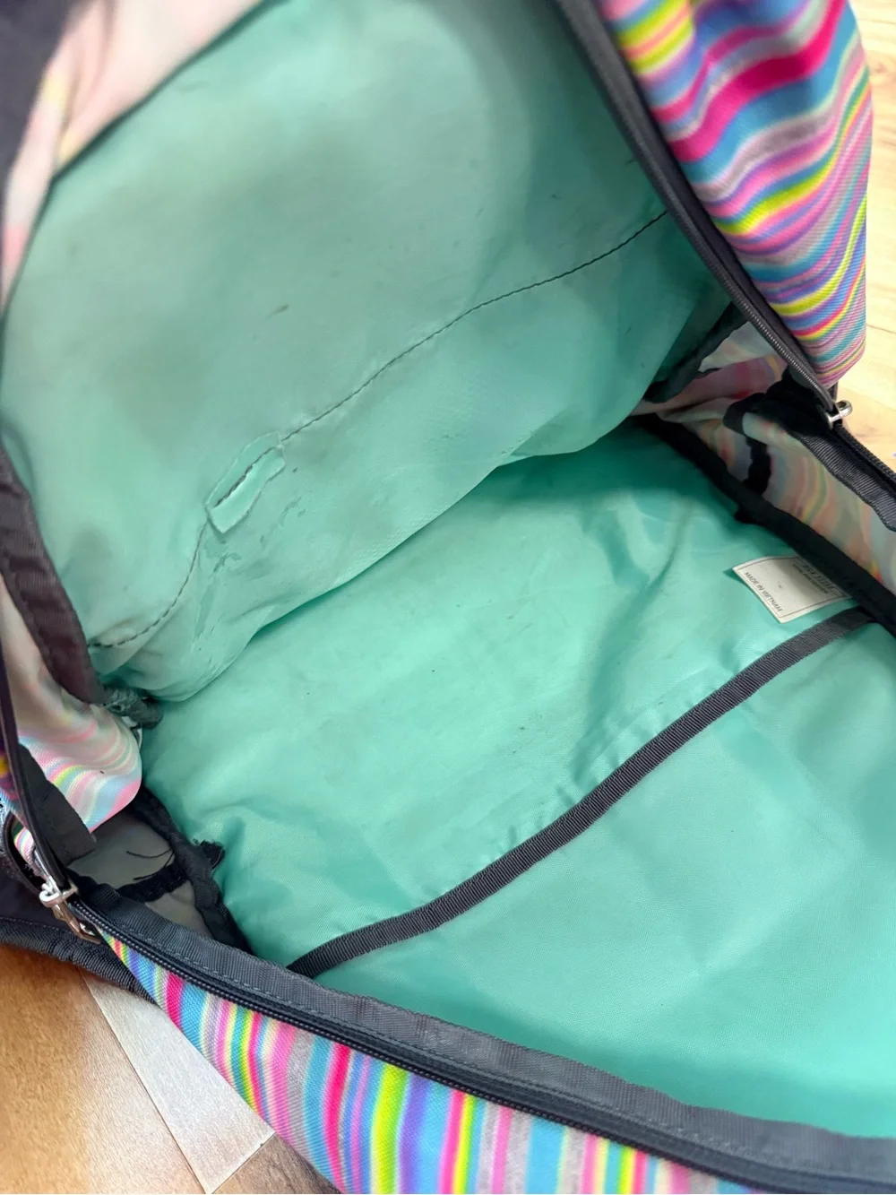Adidas Multicolor Striped Backpack Gray Bookbag School Travel Laptop Gym 22”