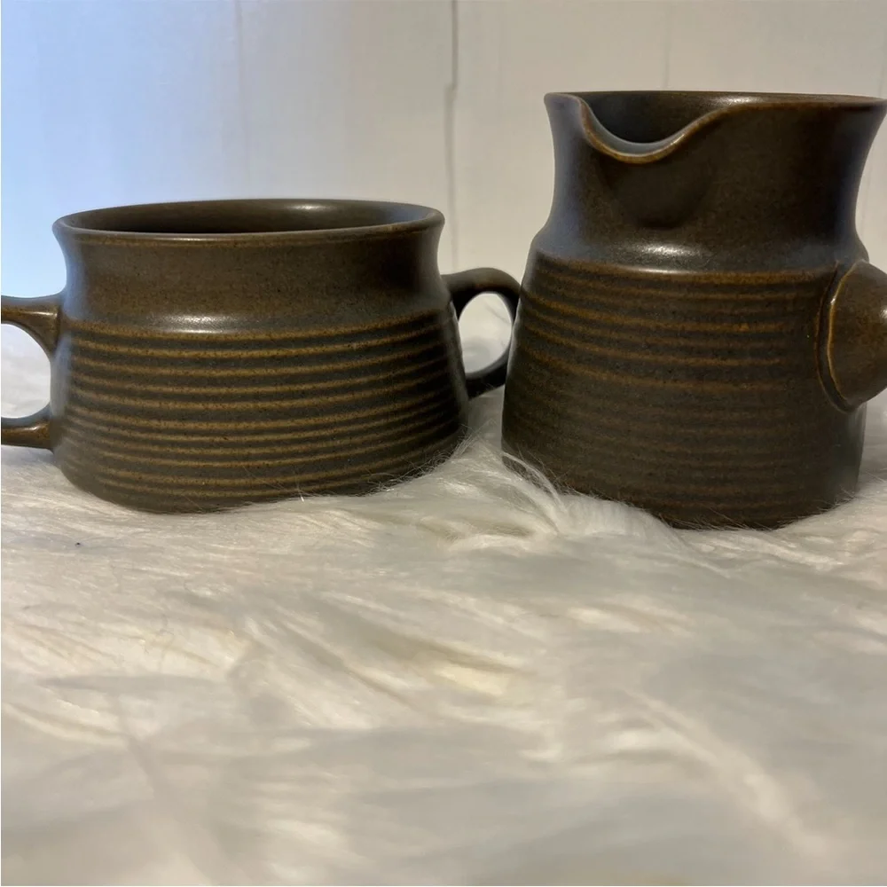 Denby Langley Sherwood Stoneware Vintage Pottery Cream and Sugar Set
