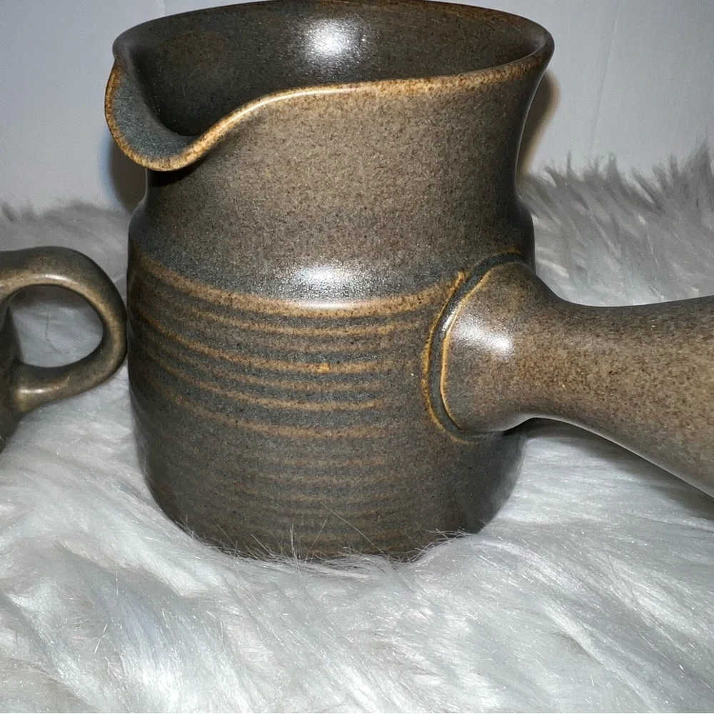 Denby Langley Sherwood Stoneware Vintage Pottery Cream and Sugar Set