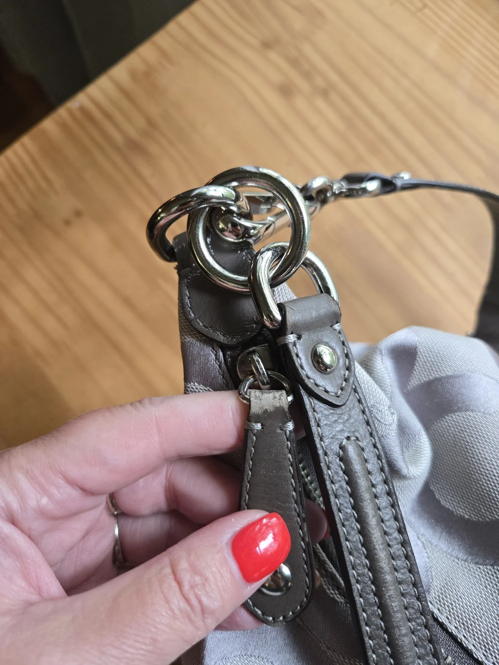 Coach Optic Signature Hobo Bag in Light Grey