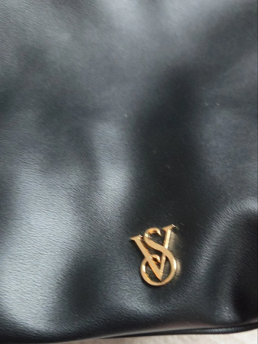Black Vegan Leather Hobo Bag with Gold Accent