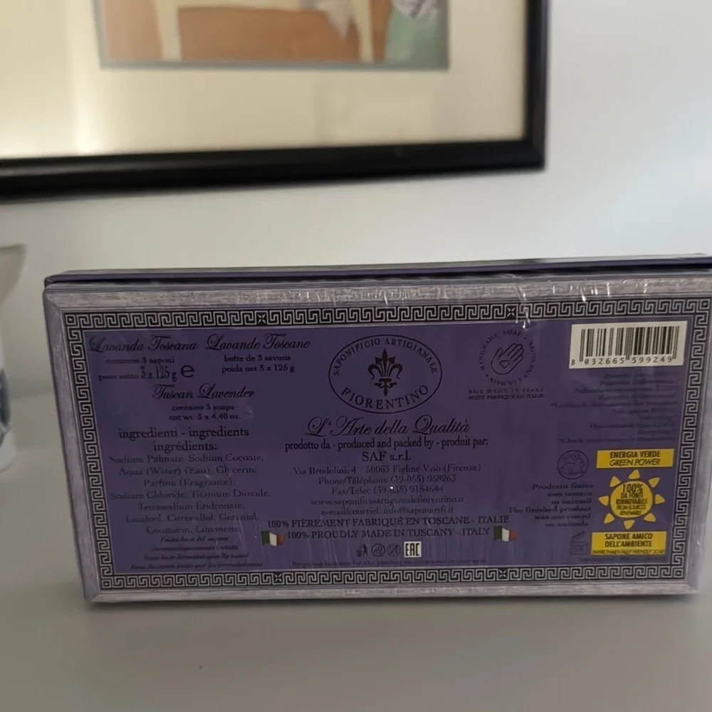 Florentine Tuscan Lavender Soaps NIB Set of 3 Saponificio Artigianale Fiorentino