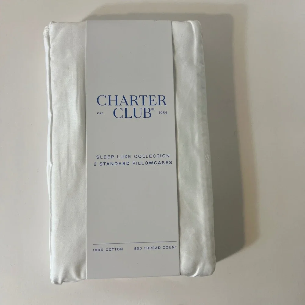 Charter‎ Club Sleep Luxe Collection 2 Standard Pillowcases Cotton 800 TC NIP#1