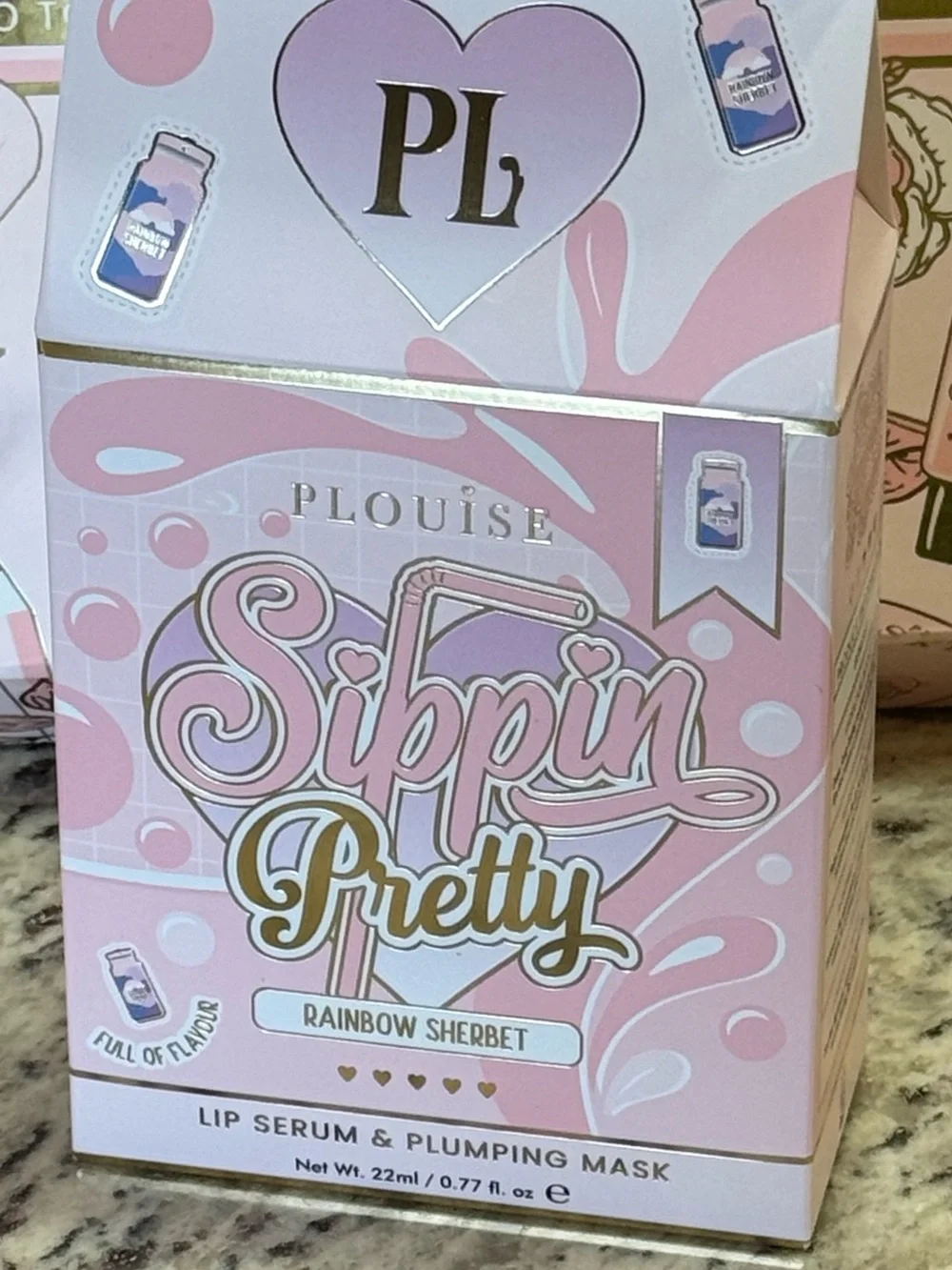PL Sippin Pretty Rainbow Sherbet Lip Serum & Plumping Mask Set - Pink Packaging