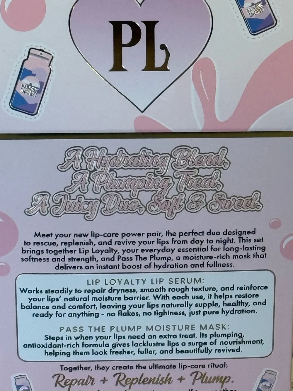 PL Sippin Pretty Rainbow Sherbet Lip Serum & Plumping Mask Set - Pink Packaging