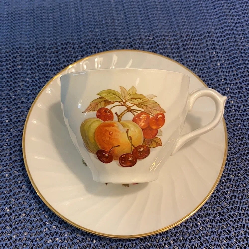 Burleigh Ware Fruit Decorated Cup Saucer Ironstone