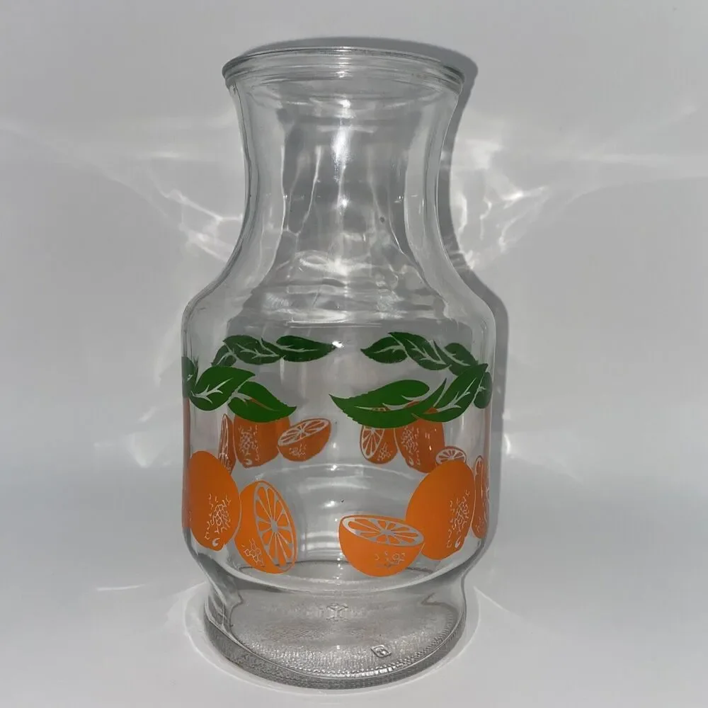 Vintage Anchor Hocking Orange Juice Carafe Bottle Pitcher No Lid