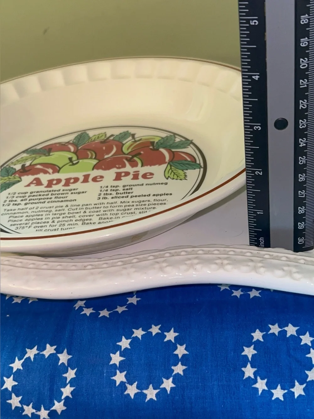 Vintage Sunnycraft Apple Pie Recipe Ceramic Pie Dish