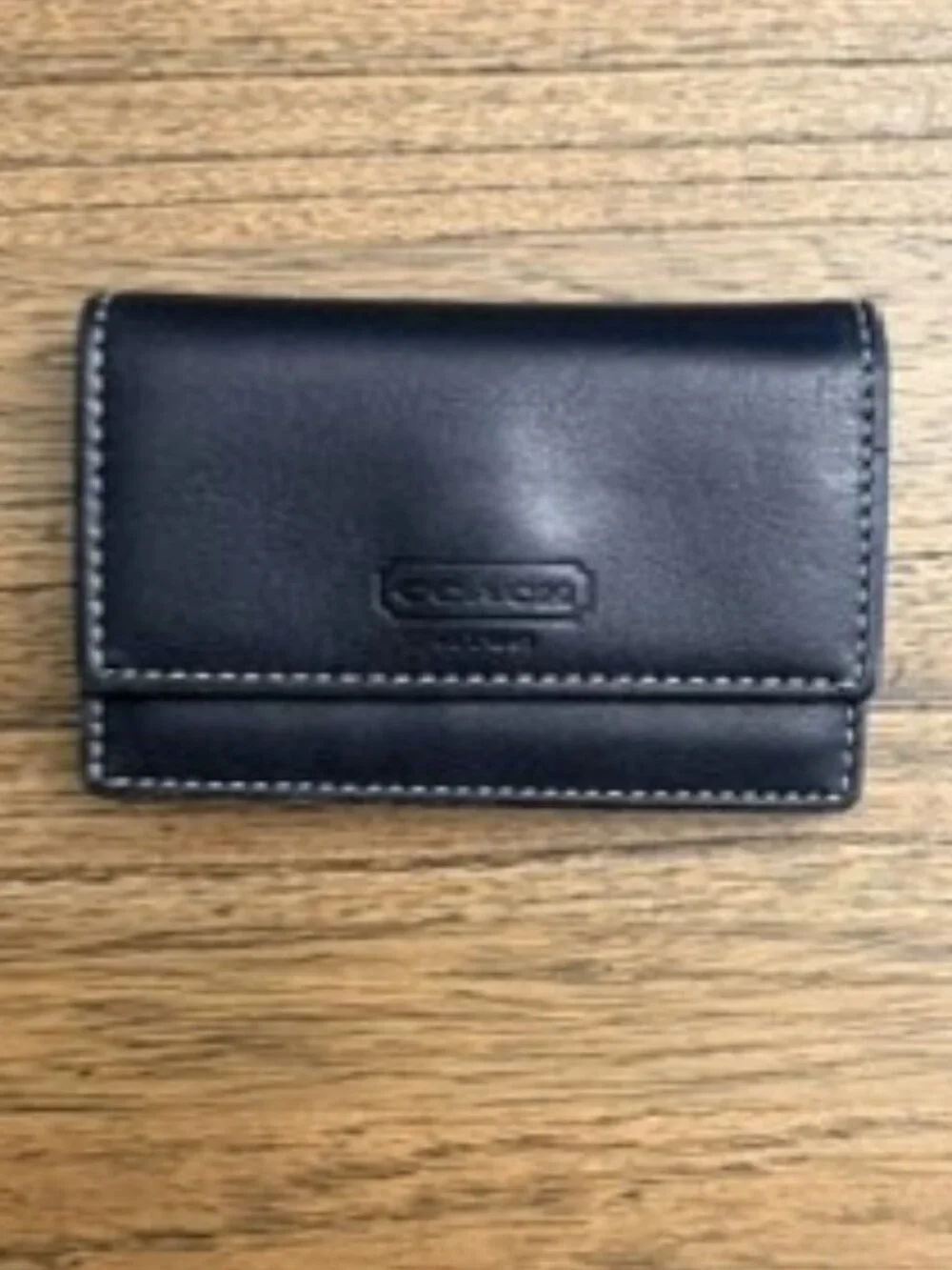COACH Unisex Black Leather Card Case Wallet