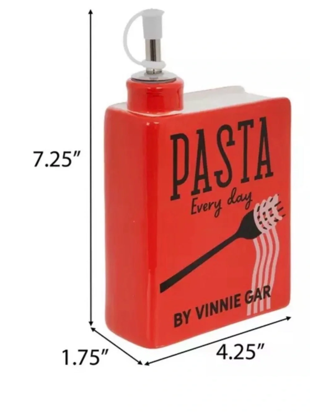 Red 'Pasta Every Day' Ceramic Dispenser