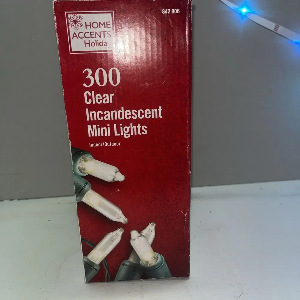 HOME ACCENTS HOLIDAY 300CT CLEAR INCANDESCENT MINI LIGHTS 68' GREEN WIRE - NEW!