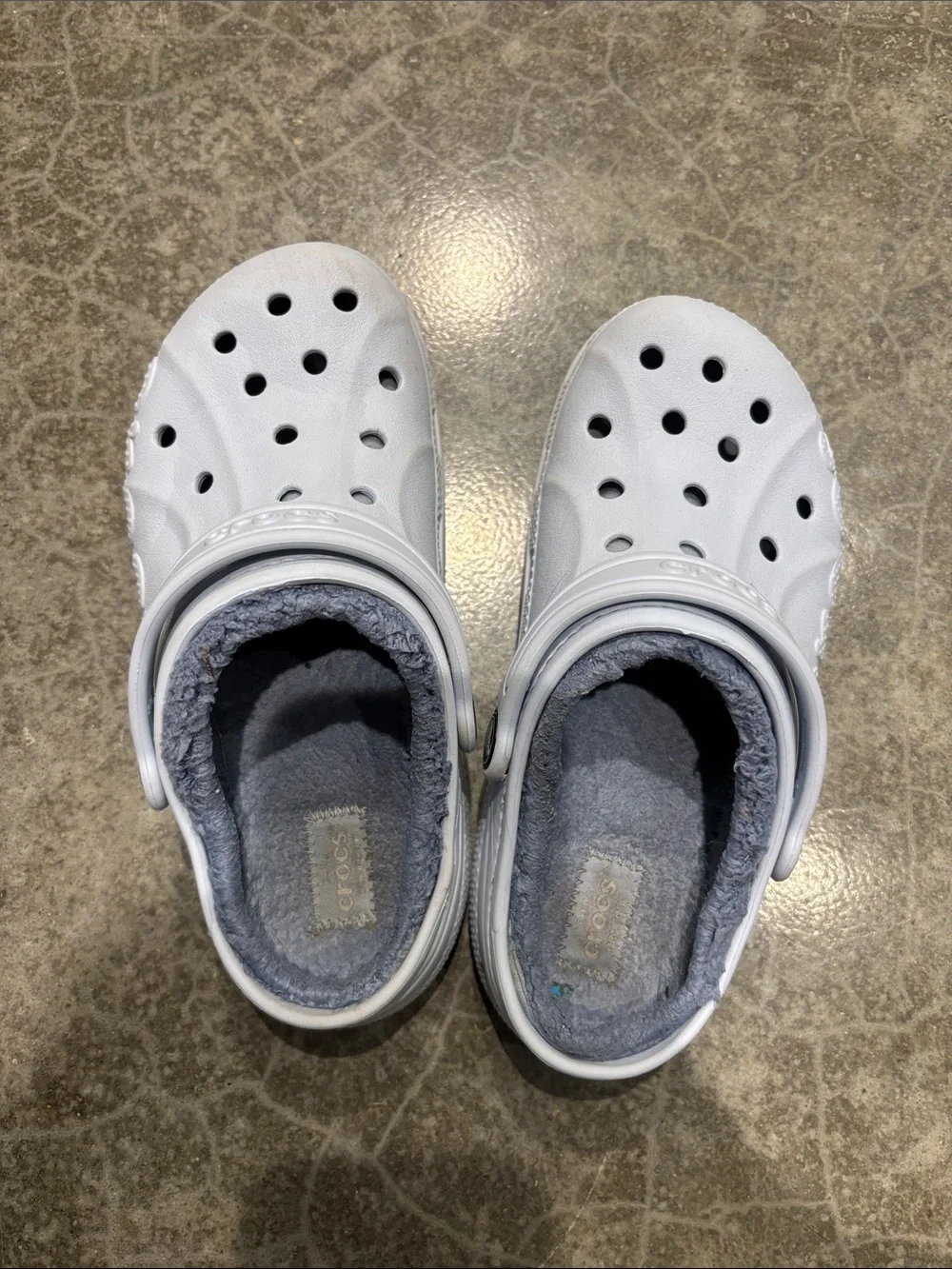 CROCS Kids White Fleece-Lined Clogs