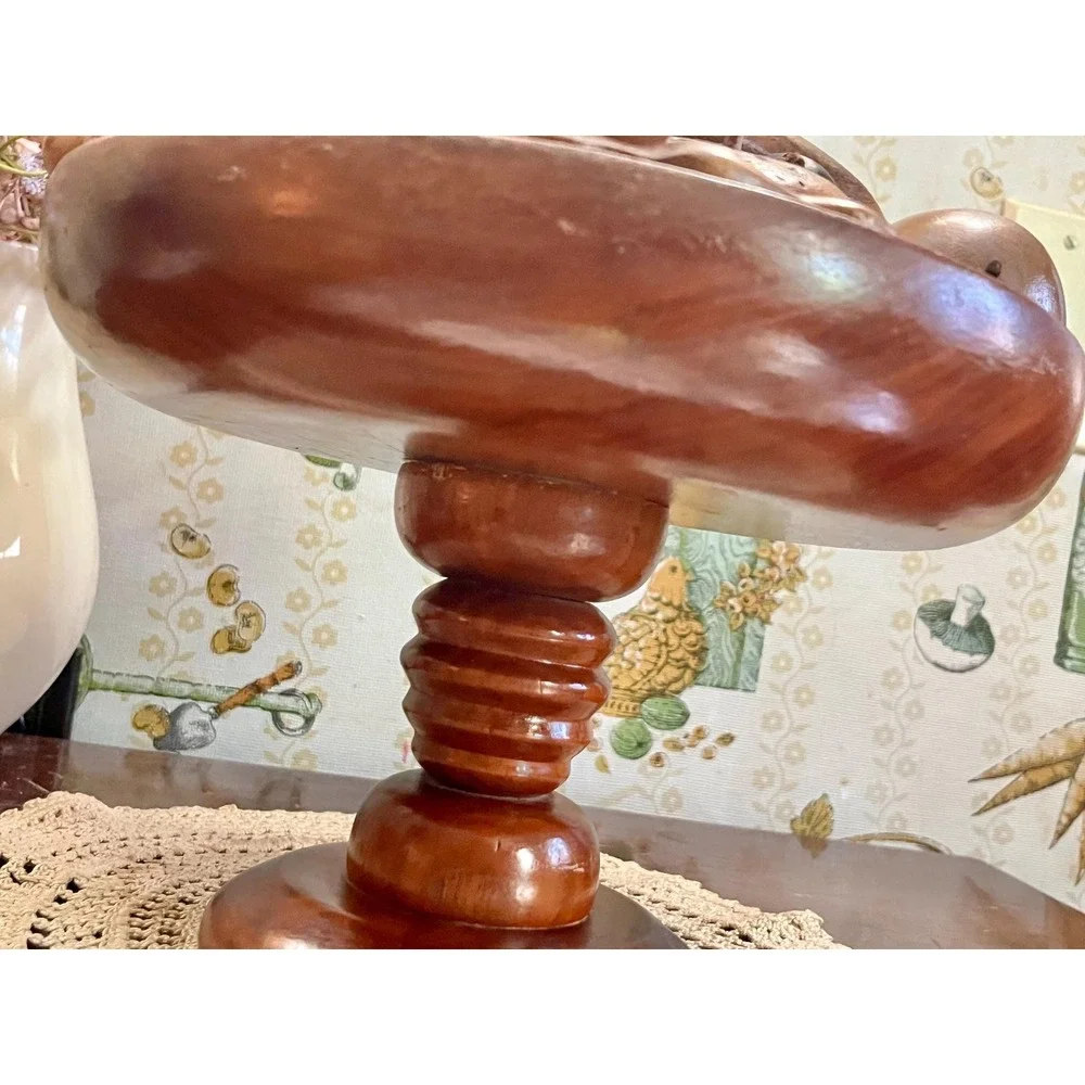 Vintage MCM Hand-Carved Wooden Fruit Bowl Centerpiece 15 Piece Set