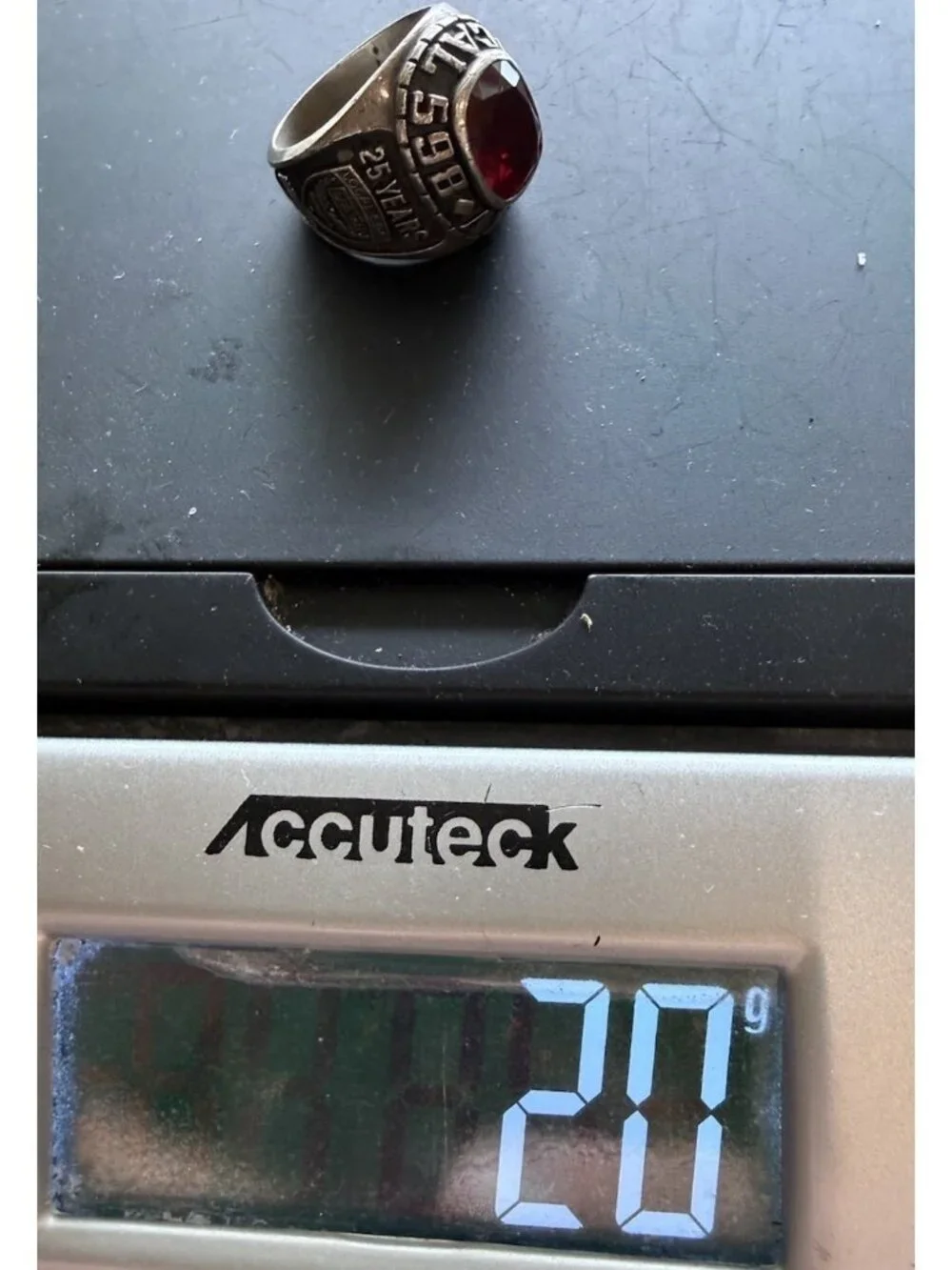 Local 598 UAW Ring Sterling Silver Genuine Stone 25 Years Of Service Size 8