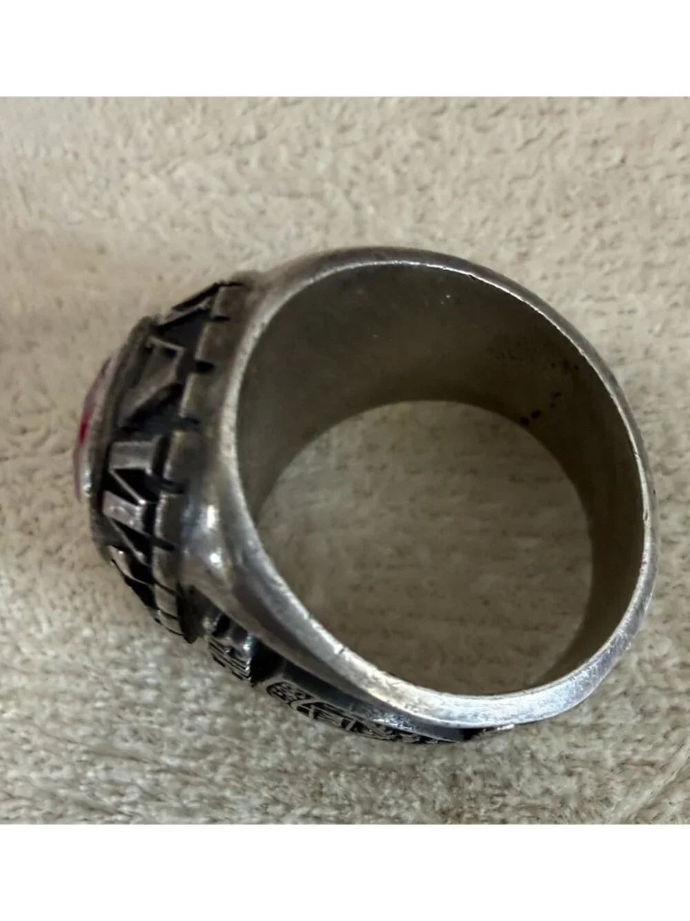 Local 598 UAW Ring Sterling Silver Genuine Stone 25 Years Of Service Size 8