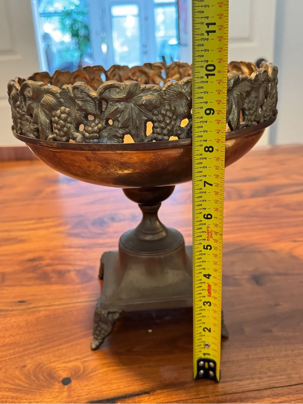 Andrea By Sadek Brass Compote Planter Pedestal Grapevine Detail 9.5