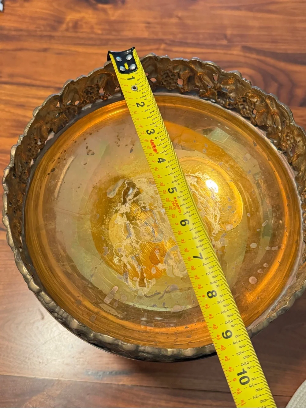 Andrea By Sadek Brass Compote Planter Pedestal Grapevine Detail 9.5