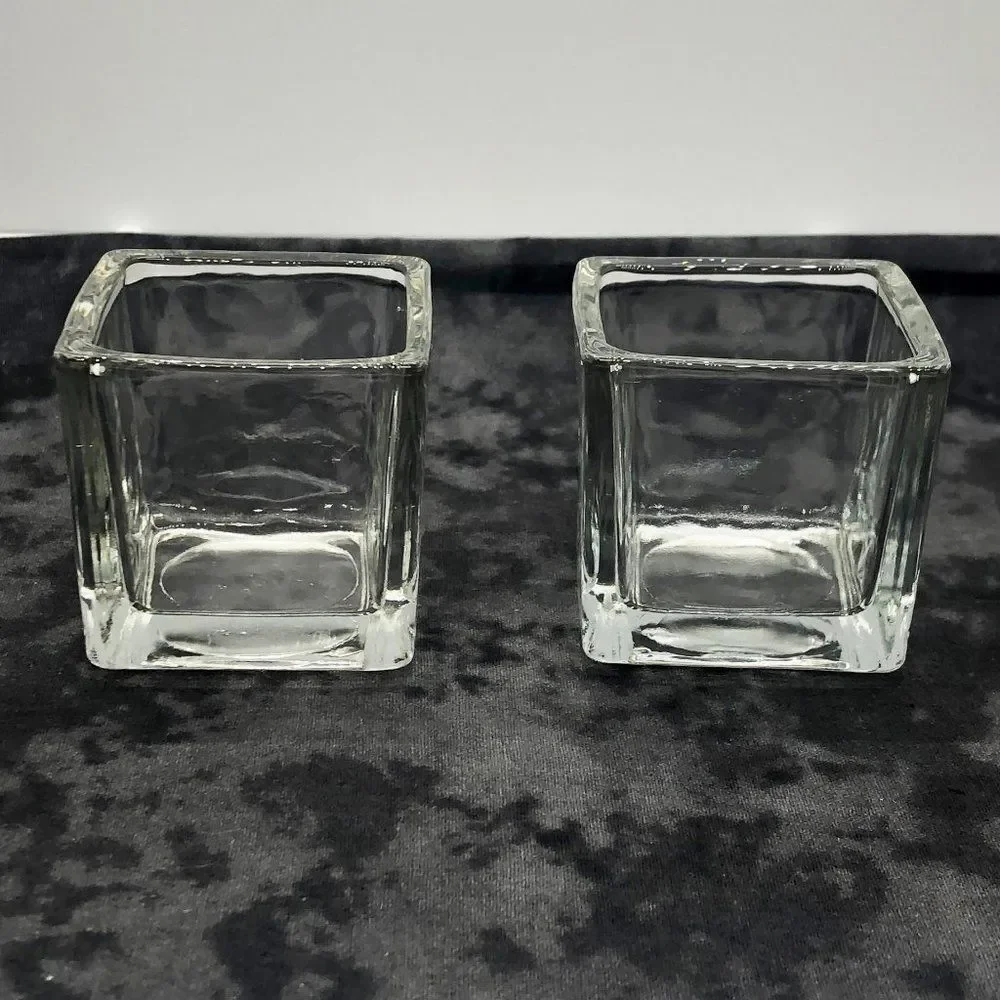 🔮 5/$25‎ Vintage Glass Square Candle/Matchstick Holders